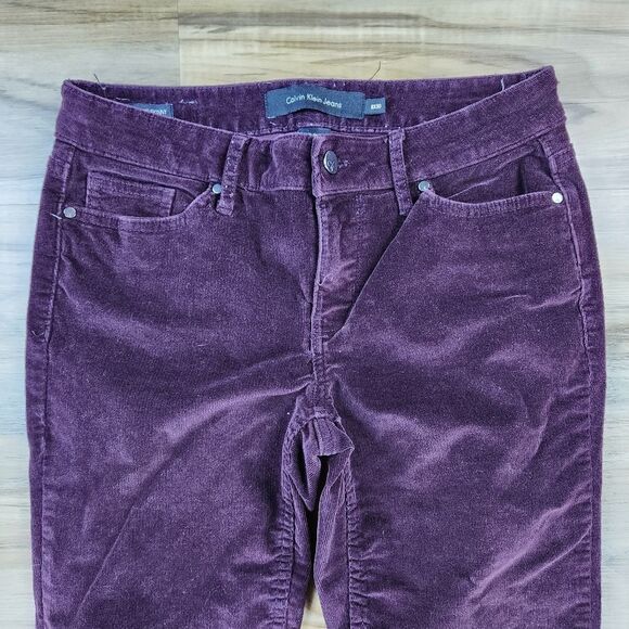 ☔️🔹️Calvin Klein Burgundy Plum Ultimate Skinny Corduroy Jeans Size 8 - Picture 5 of 12